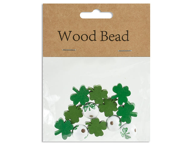 12Pk St.Pat'S Wooden Beads Assortment. 2 Asst.Styles. Pbh.