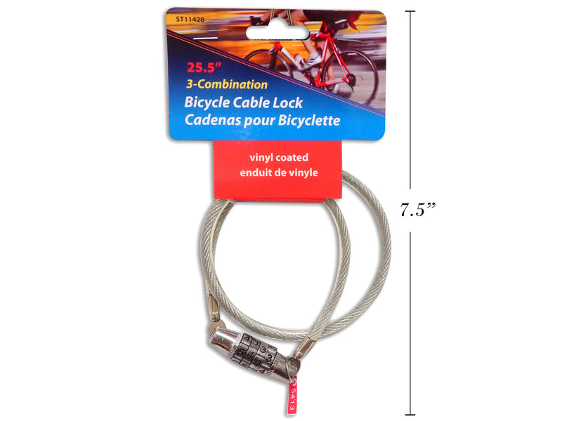 Vinyl Coated 3 Combination Cable Lock