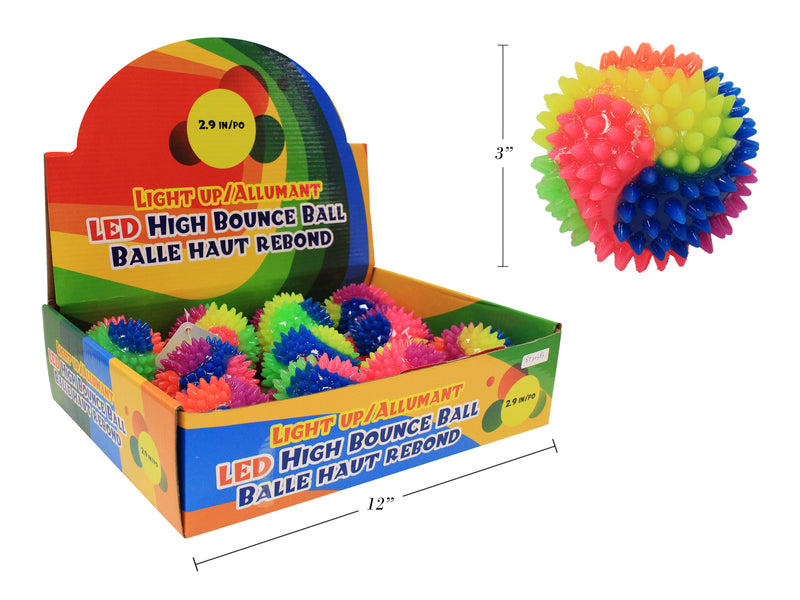 Light Up Flashing Rainbow Spiky High Bounce Ball