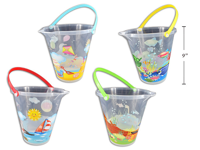 Sea Life Printed Beach Pail With Spout