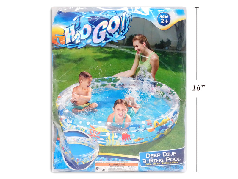 Inflatable Transparent Deep Dive 3 Ring Pool