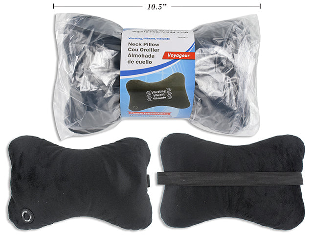 Vibrating Travel Neck Pillow 27x18cm Fleece fabric req; 2xAA batteries not included