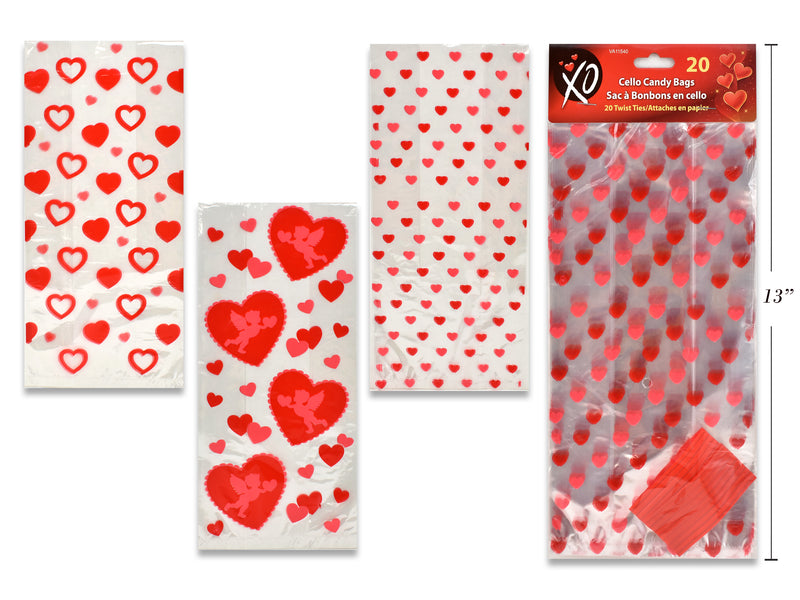 Valentine Cello Candy Bags 20 Pack