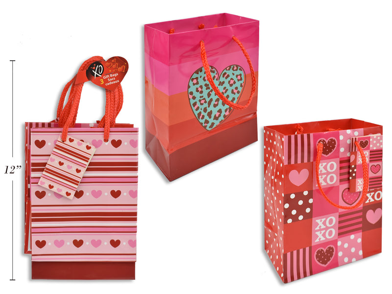 Matte Finish Valentines Gift Bag Small 3 Pack