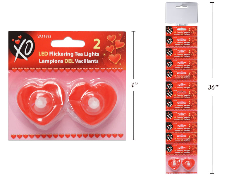 Flickering LED Heart Shaped Tea Lights 2 Pack