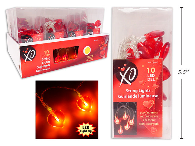 LED Heart String Light In Try Me Display 10 Pack
