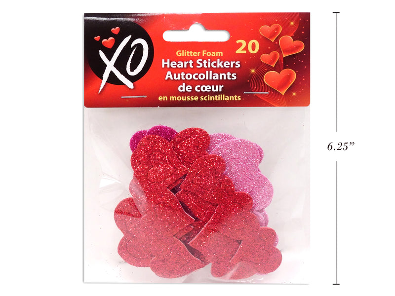 Valentine Glitter Foam Heart Stickers