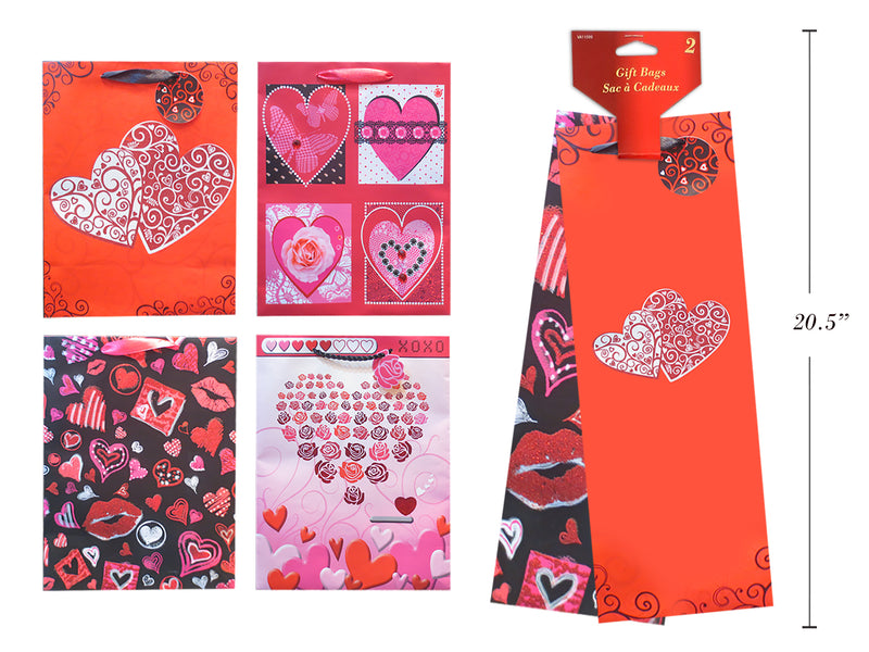Matte Finish Valentines Gift Bag Bottle 2 Pack