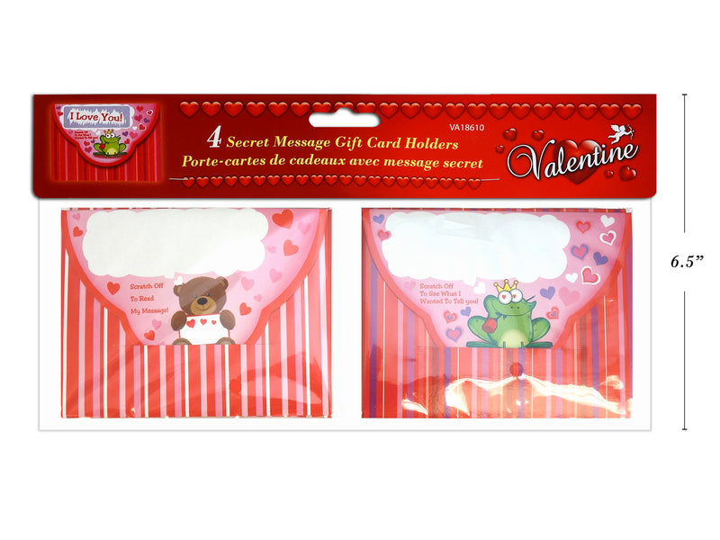 Valentines Secret Message Gift Card Holder 4 Pack