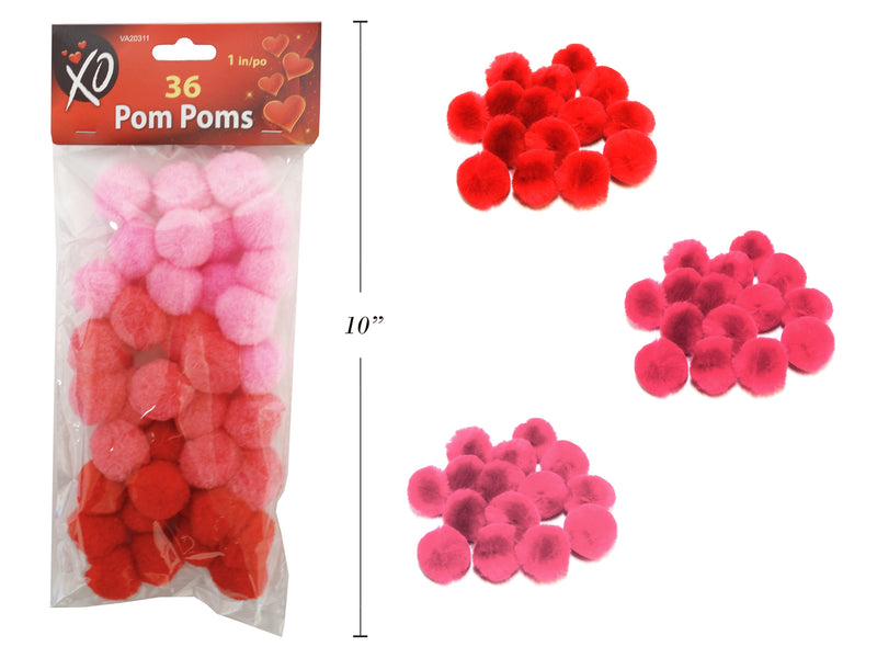 Valentines Pom Poms 36 Pack