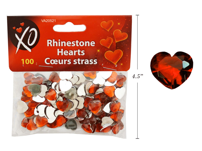 Rhinestone Hearts 100 Pack