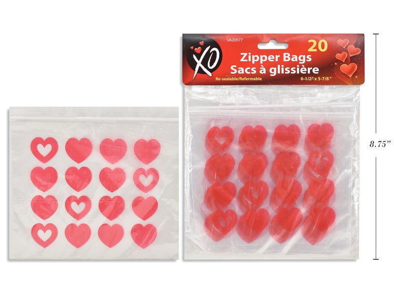 Valentine Zipper Bags 20 Pack