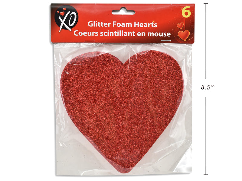 EVA Glitter Foam Hearts 6 Pack