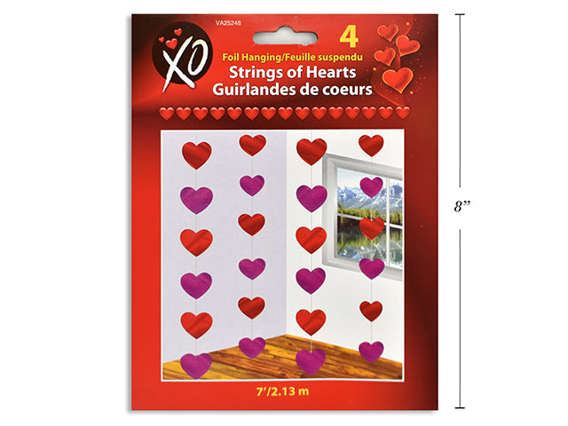 Hanging Foil Heart Decoration 4 Pack