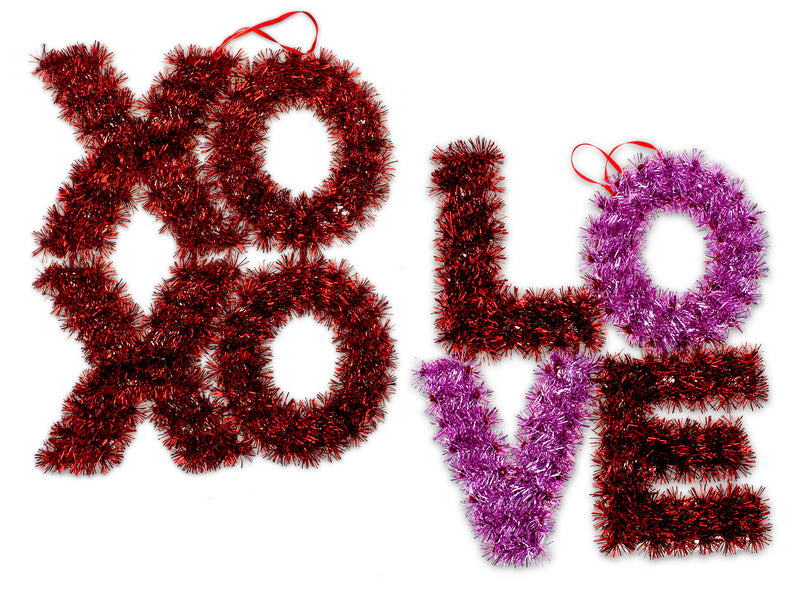 Valentines Tinsel Love Xoxo Plaque