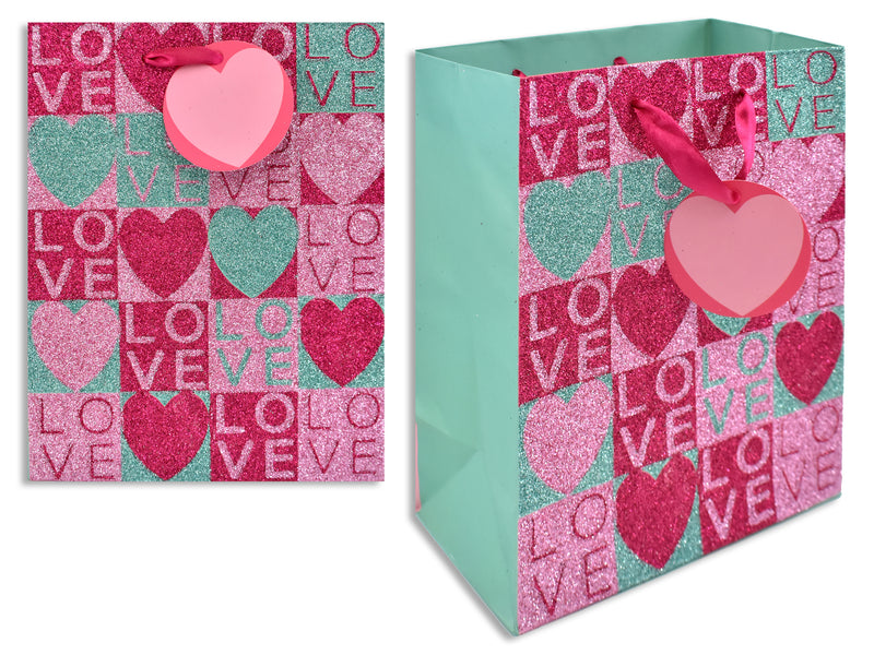 Valentine Matte Full Glitter Gift Bag Large