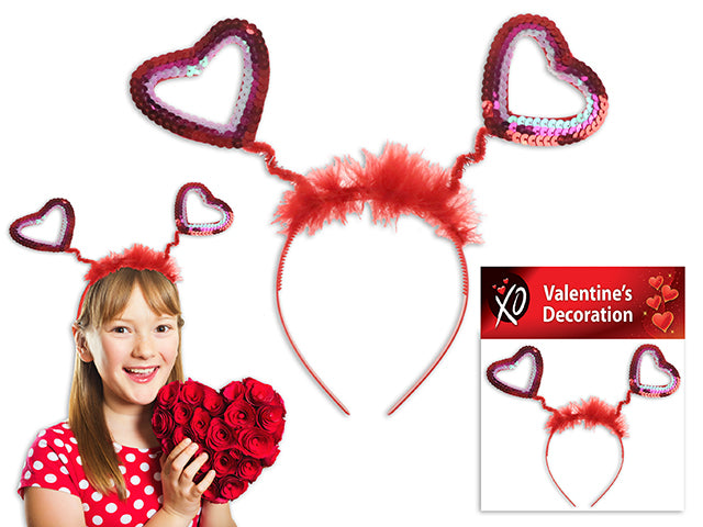 Valentines Die Cut Heart Headband With Fur