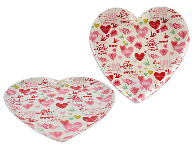 Valentines Heart Shaped Printed Platter
