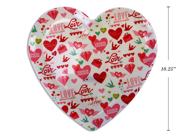 Valentines Heart Shaped Printed Platter
