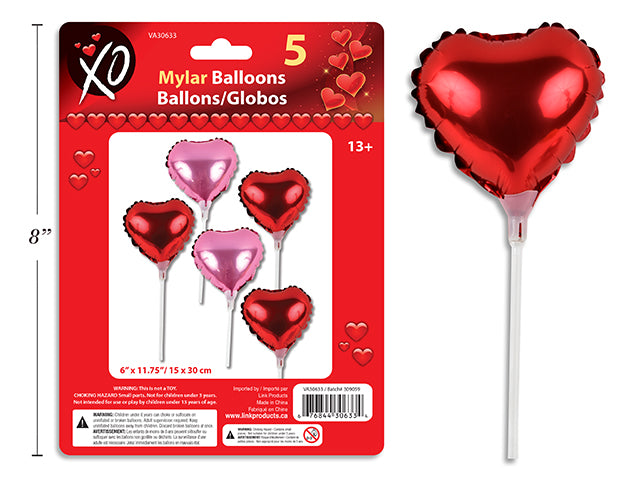 Valentines Heart Shaped Mylar Balloons