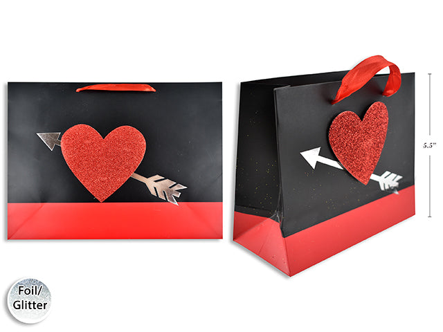 Valentines Matte Glitter Foil Horizontal Gift Bag Medium