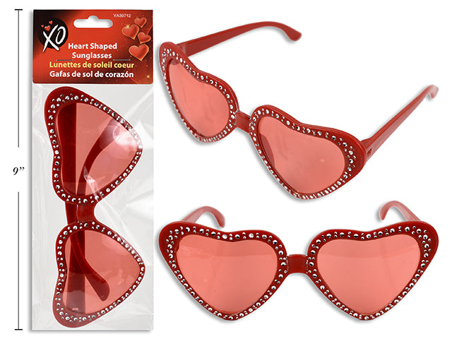 Valentines Heart Shaped Sunglasses W/ Crystal Border. H/C.