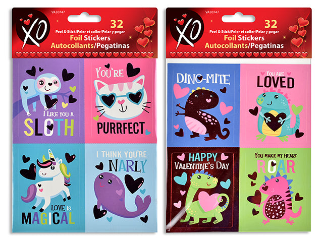 Valentines Peel And Stick Foil Sticker Cards