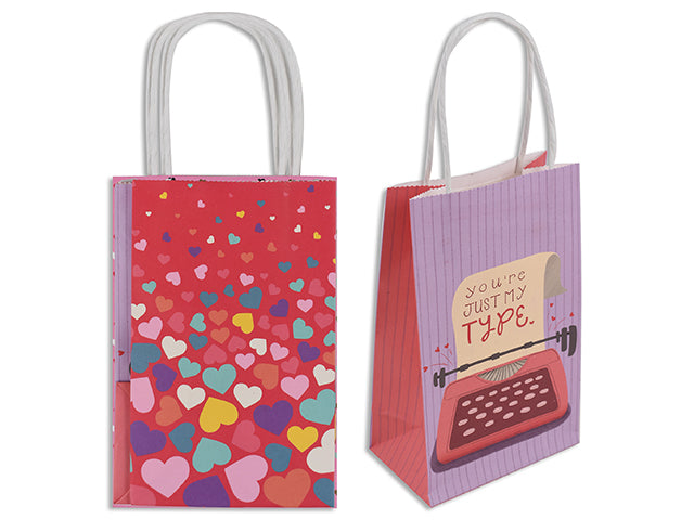 Valentines Printed Kraft Gift Bags 2 Pack