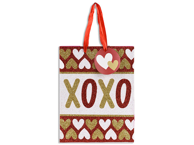 Valentines Matte Full Glitter Conversational Gift Bag Medium