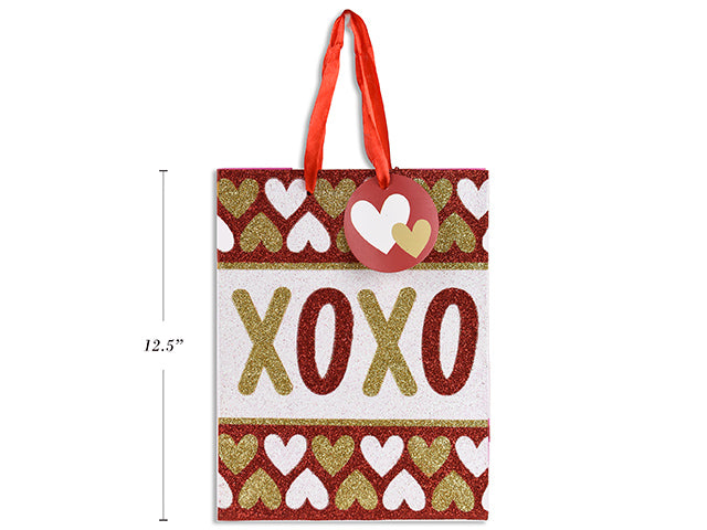 Valentines Matte Full Glitter Conversational Gift Bag Large