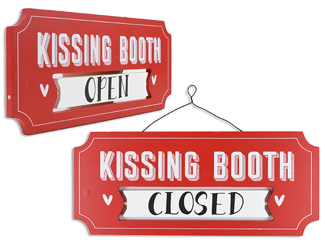 Valentines Wooden Kissing Booth Plaque With Metal Handle