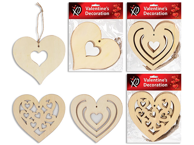 Valentines Color Your Own Die Cut Wooden Heart Ornaments