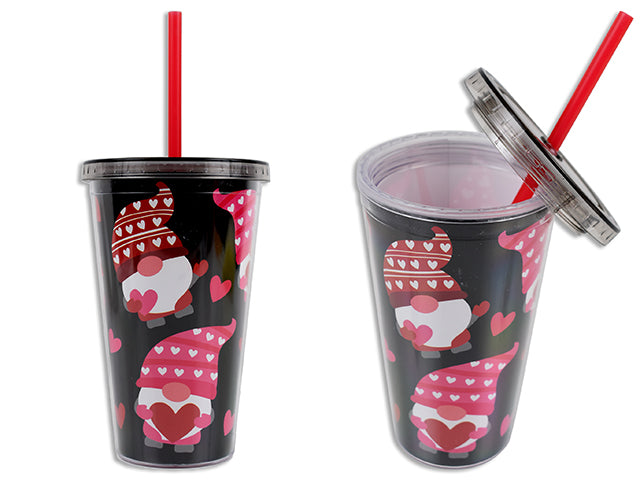 Valentines Printed Tumbler With Straw And Lid