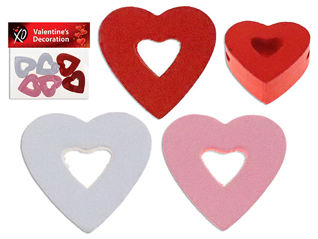 Valentines Die Cut Heart Wooden Beads