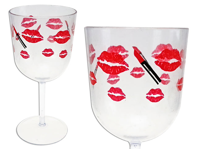 Valentines Printed Plastic Wine Glass