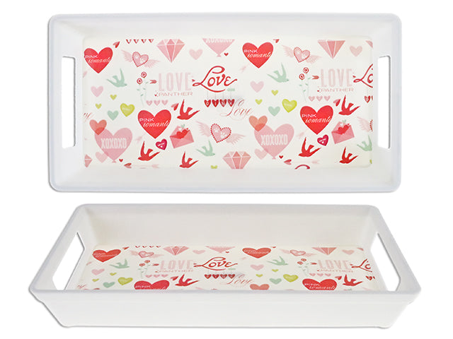 Valentines Printed Rectangular Serving Tray With Handle