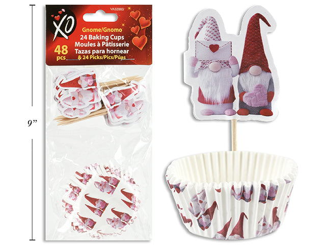Valentines Gnome Baking Cups 48 Pack