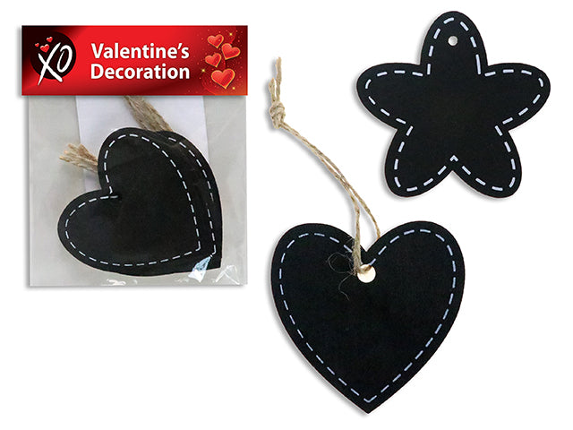 Valentines Die Cut Blackboard Heart Hanging Decor With Jute String