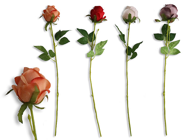 Valentines Single Stem Rose With 6 Leaves