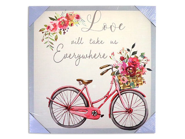 15.75in(H) x 15.75in(W) V'tine Bike Canvas Wall Plaque.
