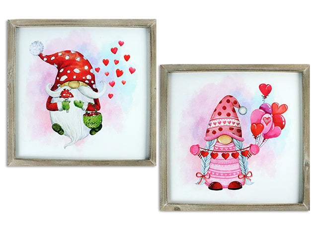 15.75in(H) x 15.75in(W) Gnome MDF Framed Wall Plaque. 2 Asst.Styles.