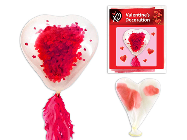 Valentines Heart Shaped Confetti Tassel Balloon