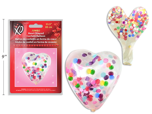 Valentines Jumbo Heart Shaped Confetti Filled Balloon