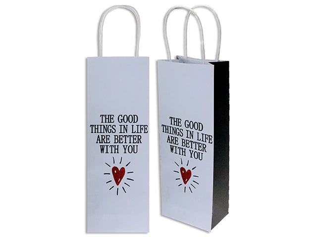 Valentines Kraft Gift Bag With Red Glitter Bottle