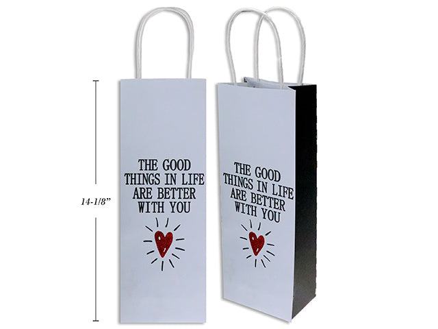 Valentines Kraft Gift Bag With Red Glitter Bottle