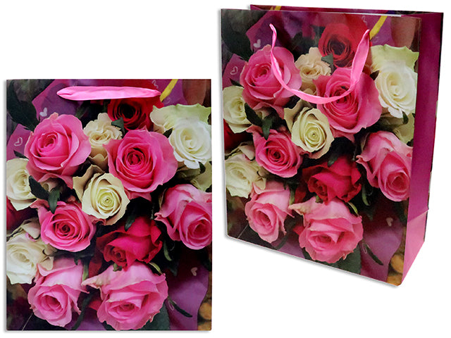 Valentines Matte Rose Bouquet Gift Bag Medium