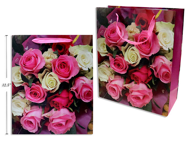 Valentines Matte Roses Bouquet Gift Bag Large