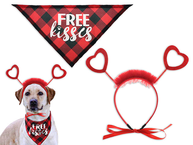 Valentines Pet Costume Headband With Bandana