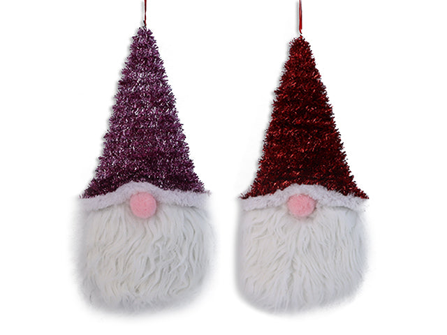14.5in V'tine Tinsel Gnome Hanging Decoration. 2 Asst. Cht.