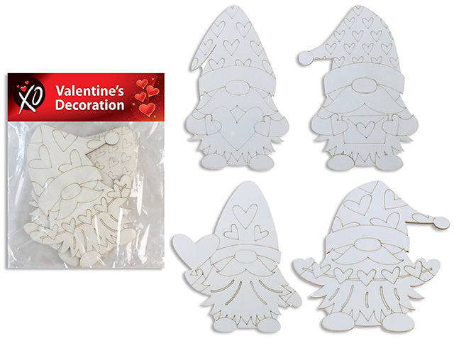 7.87In V'Tine Decor Your Own Wooden Gnome Plaque. 4 Asst.Styles. Pbh.